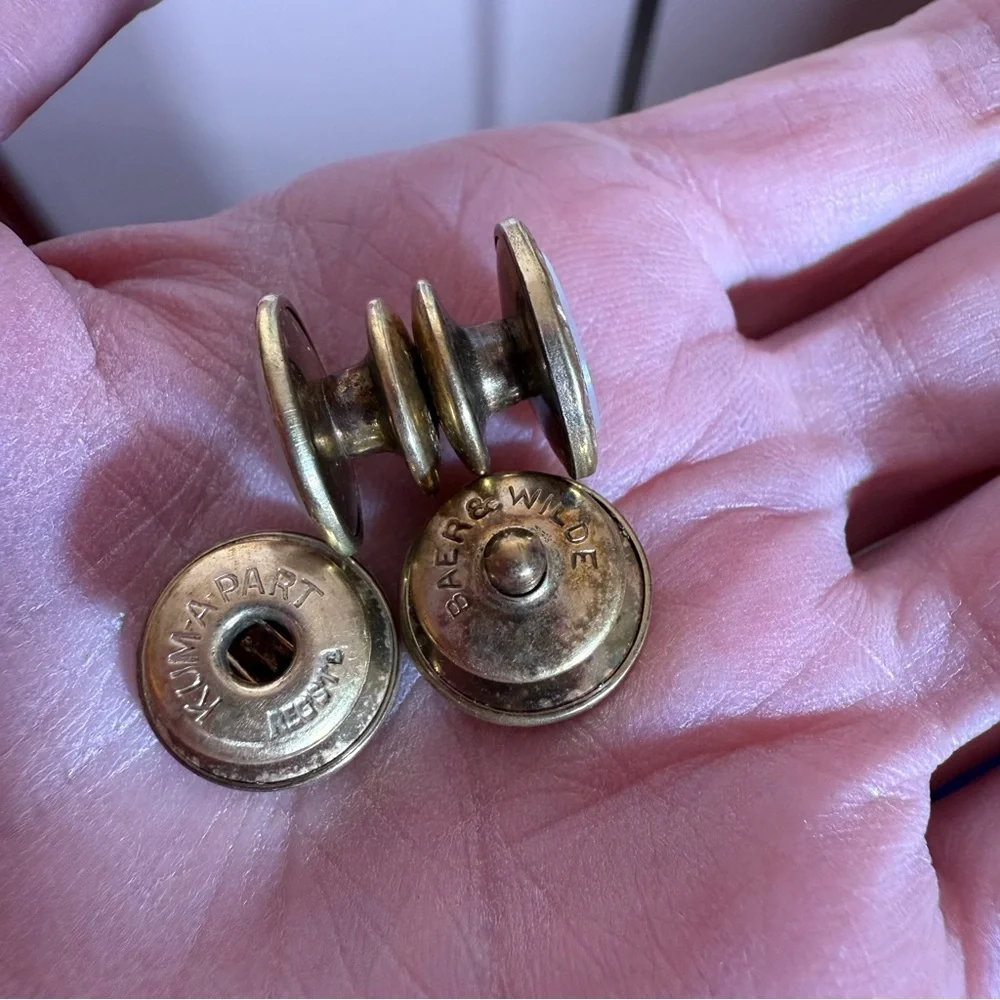 Vintage 1920-1940 Retro Art Deco Mother of Pearl etched Gold Cufflinks